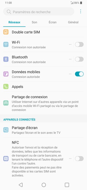 Sélectionnez Général