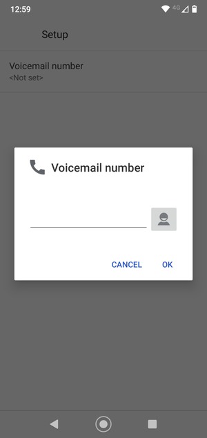 Enter the Voicemail number and select OK