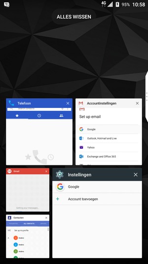 Selecteer ALLES WISSEN om alle actieve apps te sluiten