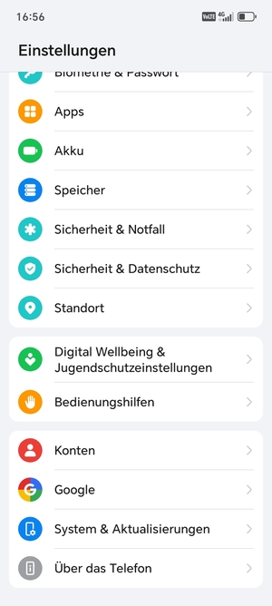 Scrollen Sie und wählen Sie System & Aktualisierungen