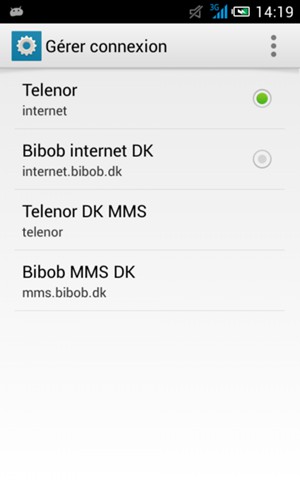 Sélectionnez le bouton du Menu