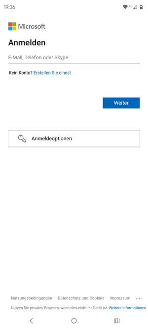 Geben Sie Ihre E-Mail-Adresse ein und wählen Sie Weiter