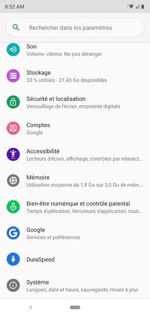 Faites défiler et sélectionnez Comptes