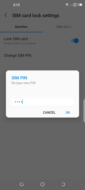 Confirm your new SIM PIN and select OK