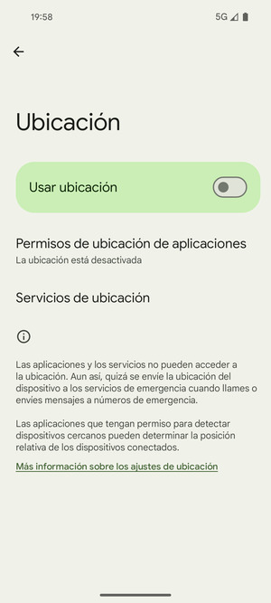 Desactive Usar ubicación