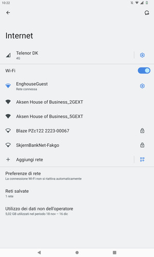 Ora sei connesso alla rete Wi-Fi