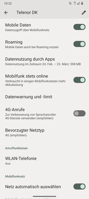 Schalten Sie Roaming an oder aus