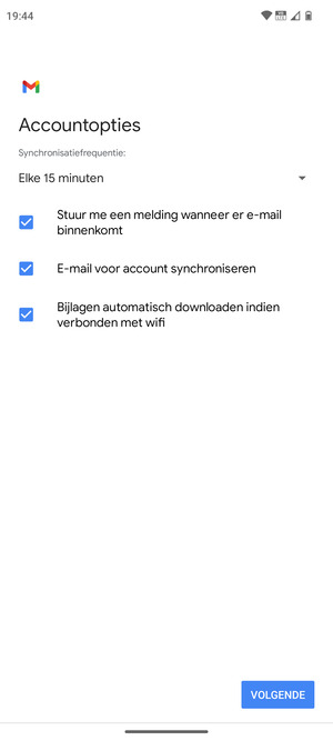 Selecteer VOLGENDE