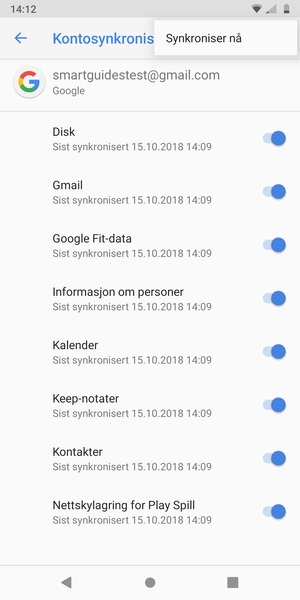 Velg Synkroniser nå