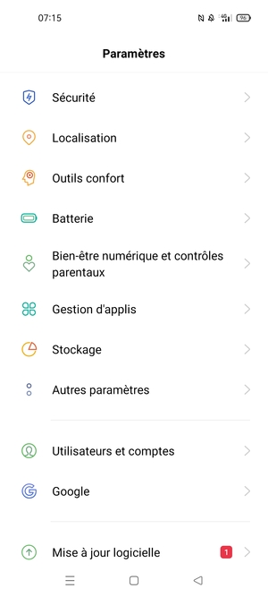 Faites défiler et sélectionnez Sécurité