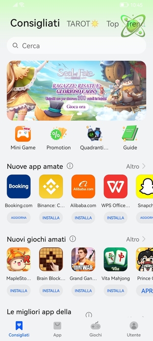 Seleziona la barra di ricerca