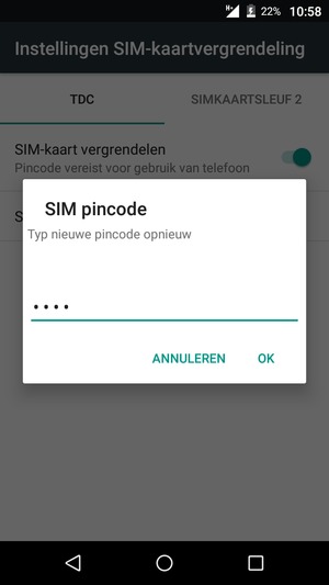 Bevestig uw nieuwe pincode en selecteer OK