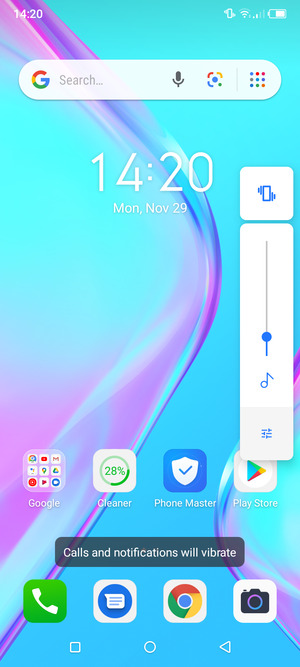 Select Vibration to change to mute mode