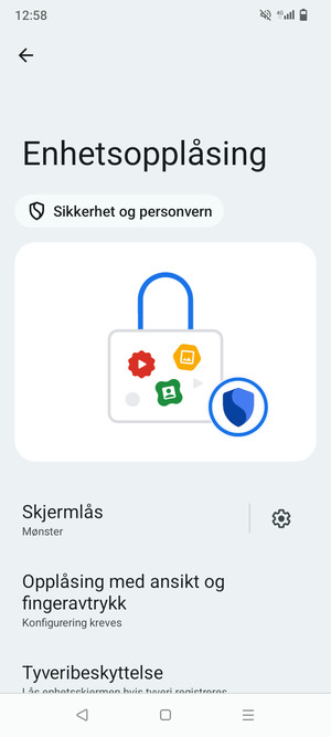 Telefonen din er nå sikret med en skjermlås