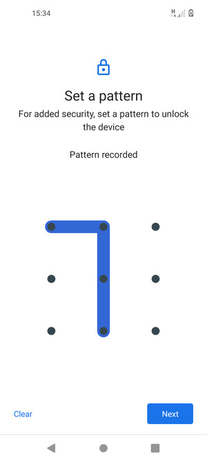 Draw an unlock pattern and select Next