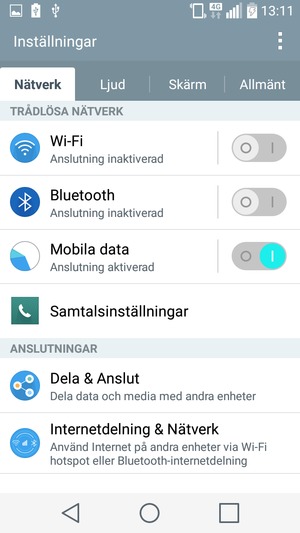 Välj Nätverk och Internetdelning & Nätverk