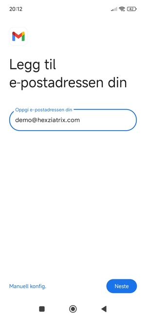 Skriv inn e-postadresse og velg Neste