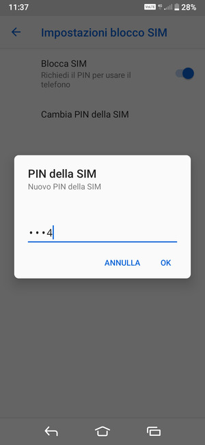 Inserisci Nuovo PIN della SIM e seleziona OK