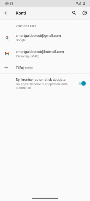 Vælg din Google konto