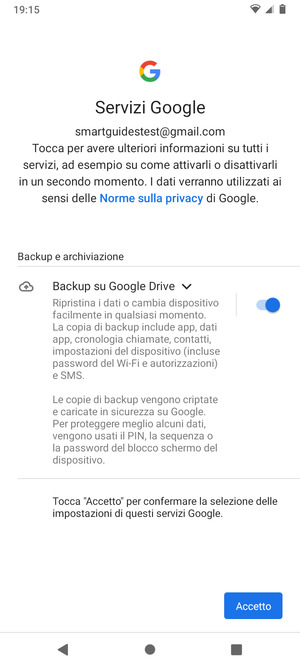 Seleziona Accetto
