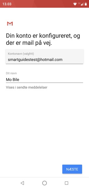 Giv din konto et navn og indtast dit navn. Vælg NÆSTE