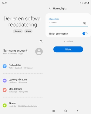 Indtast Wi-Fi adgangskoden og vælg Tilslut
