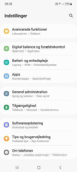 Scroll til og vælg Softwareopdatering