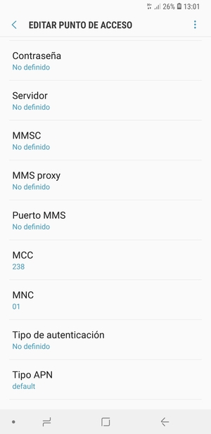 Desplácese hacia abajo e introduzca la información de Internet