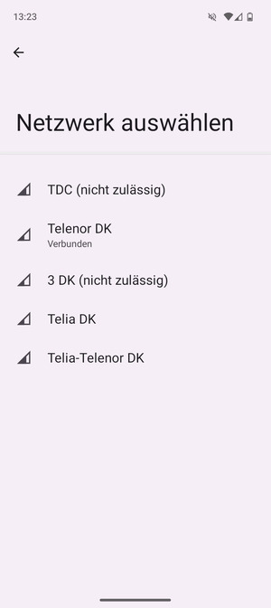 Wählen Sie einen Netzbetreiber von der Liste
