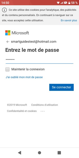Saisissez votre mot de passe et sélectionnez Se connecter