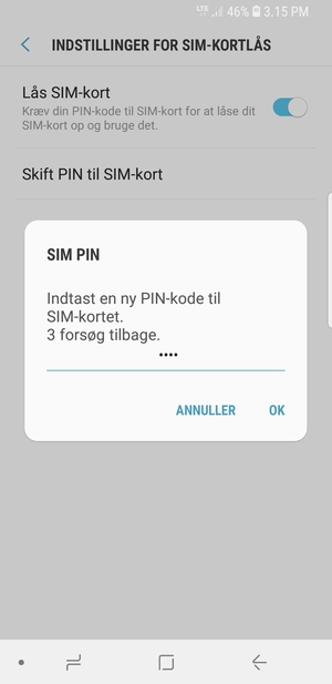 Indtast din Nye PIN-kode til SIM-kort og vælg OK