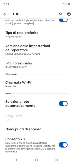 Per modificare la rete, in presenza di problemi, disattiva Seleziona rete automaticamente
