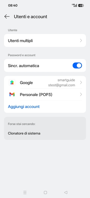 Seleziona il tuo account Google