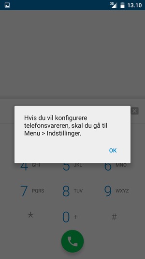Hvis din telefonsvarer ikke er sat op, vælg OK