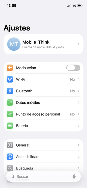 Seleccione Datos móviles