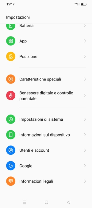 Seleziona Informazioni sul dispositivo