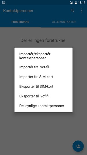 Vælg Importer fra SIM-kort