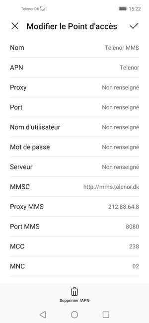 Saisissez les informations MMS