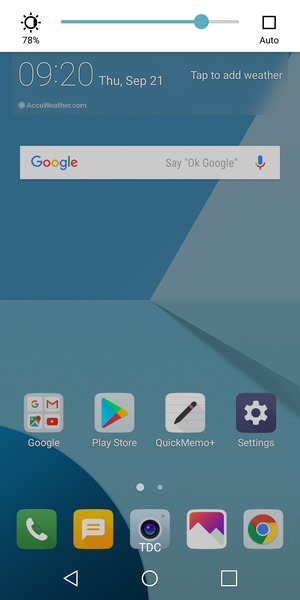 Slide down the top menu