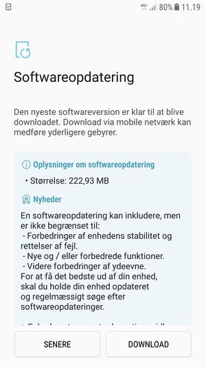 Hvis din telefon ikke er opdateret, vælg Download