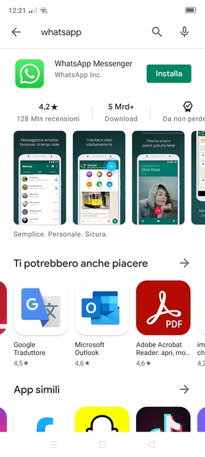 Seleziona l'applicazione