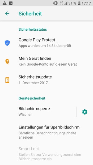 Wählen Sie Bildschirmsperre