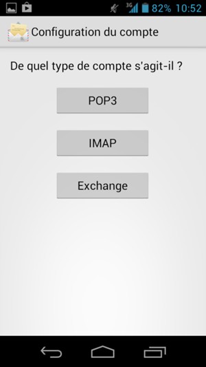 Sélectionnez POP3 ou IMAP