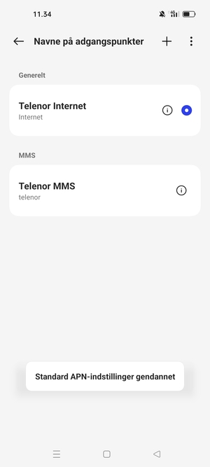 Vælg Ny APN