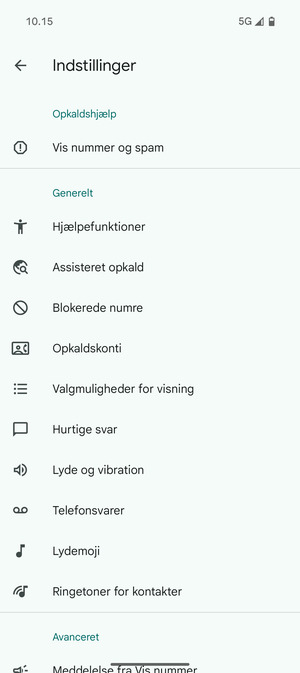 Vælg Telefonsvarer