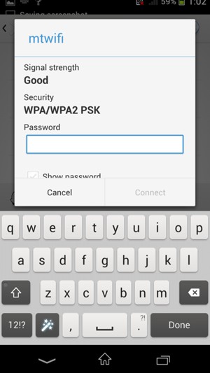 Enter the Wi-Fi password and select Connect