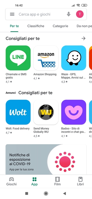 Seleziona la barra di ricerca
