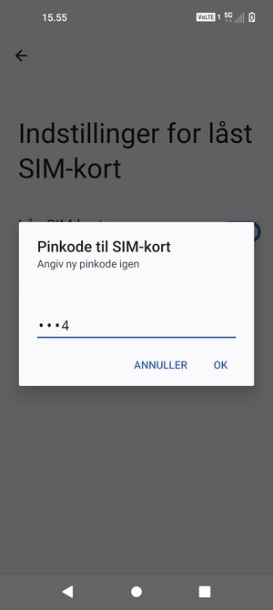 Bekræft din nye pinkode til SIM-kort og vælg OK