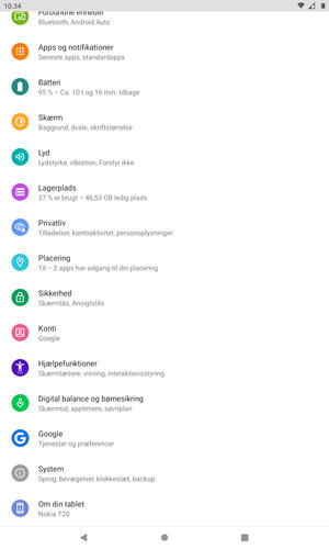 Scroll til og vælg Sikkerhed