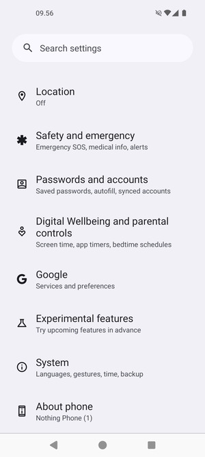 Scroll to and select System